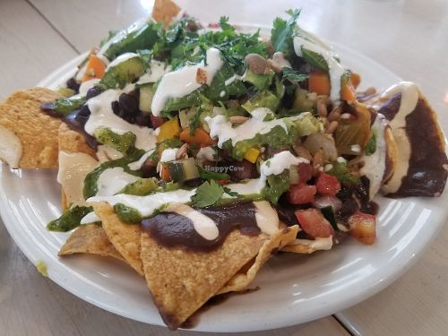 Vegan Nachos on Happy Hour Menu at Cafe Gratitude in Venice