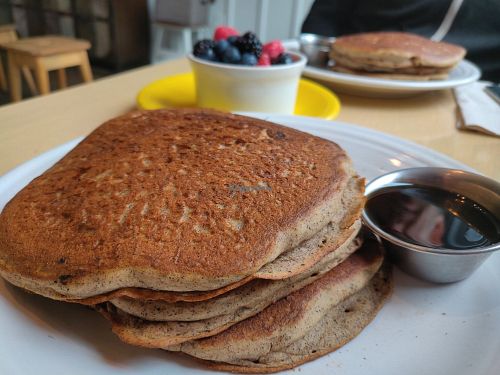 Buckwheat pancakes at Cafe Gratitude in Venice
