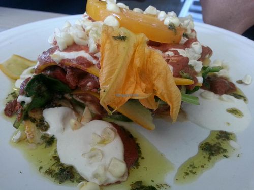 fabulous lasagne at Cafe Gratitude in Venice