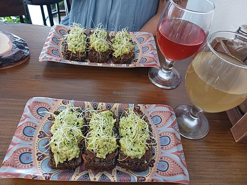 Lentil bread with tomato & avocado + kombucha at La Casita Jardín in Altea