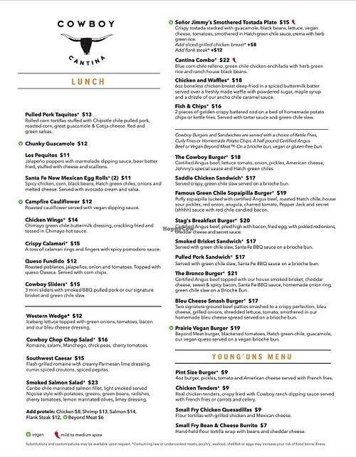 Vegan items are labeled clearly  at Cowboy Cantina in Rancho Mirage