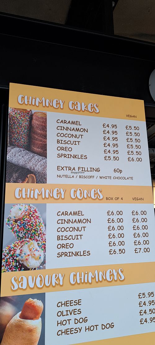Menu (March 2023) at Chimney Cakes Lady in North West London
