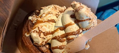 Ferrero rocher pastry and pistachio ice cream #Veganuary at British Patagonia in North London