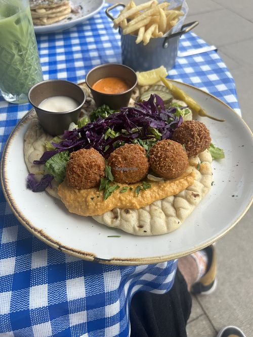 Open falafel   at Megan's in Welwyn Garden City