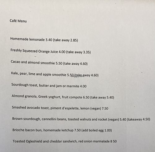 Menu  at Pump Street Chocolate in Orford