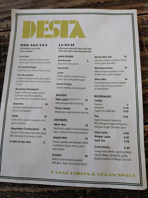 Everything is vegan except the egg breakfast. at Desta in Oakland
