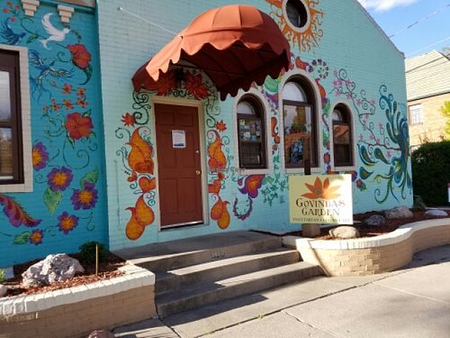 outside at Govinda's Garden Cafe in Denver