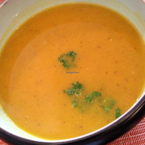 Daily soup special - sweet potato curry at Avalon in Ghent