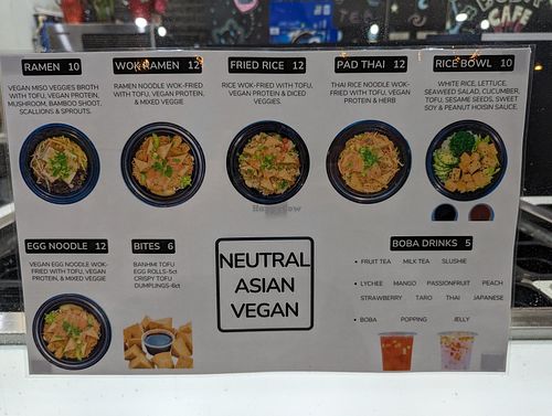 Vegan menu at Neutral Asian Vegan in Altamonte Springs