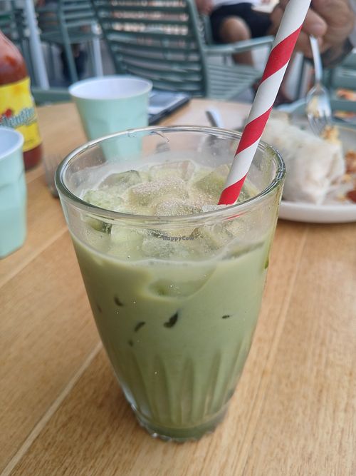 Iced oat matcha latte at Beach Bar in Merewether