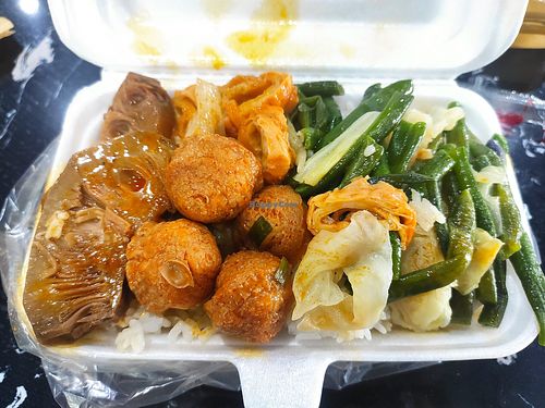 Rice with mixed choices at Quán Chay Hoàng Hoa Vegan Bảo Lộc in Bao Loc