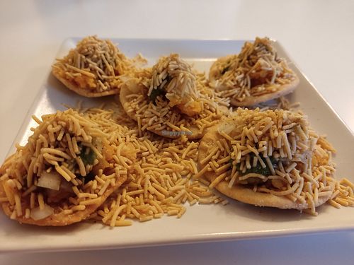 Sev puri (vegan) at INDelicious Bistro in Prague