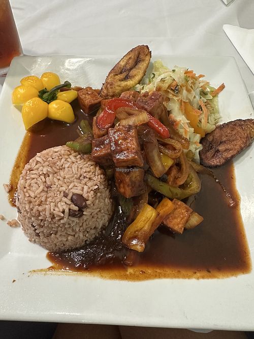 Jerk tofu, the slaw was delicious too!  at Tropical Flava in Macon