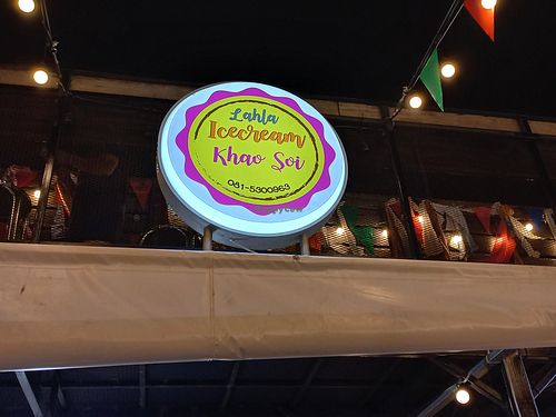 Sign at Lahla Ice Cream Khao Soi in Chiang Mai
