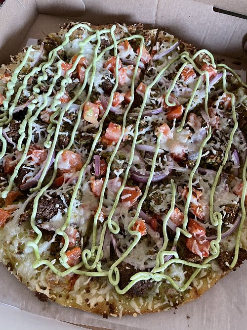 Vegan falafel pizza - AMAZING! 😁  at Veggie Crust in Lowell