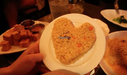 Obsessed with the heart shaped rice. Thank you Plumeria for the vegan love!  at Plumeria in San Diego