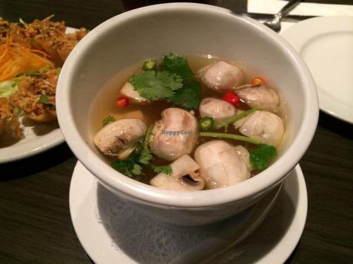 Tom yum soup at Plumeria in San Diego