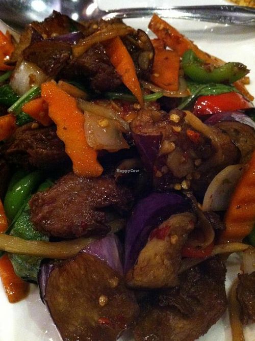 Eggplant with beef at Plumeria in San Diego