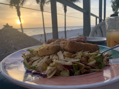Thai salad at sunset  at Sharky's On the Pier in Venice