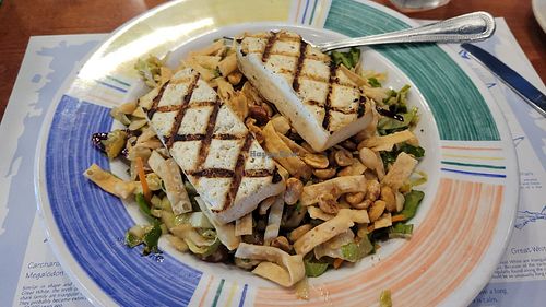 Grilled tofu on the thai salad at Sharky's On the Pier in Venice