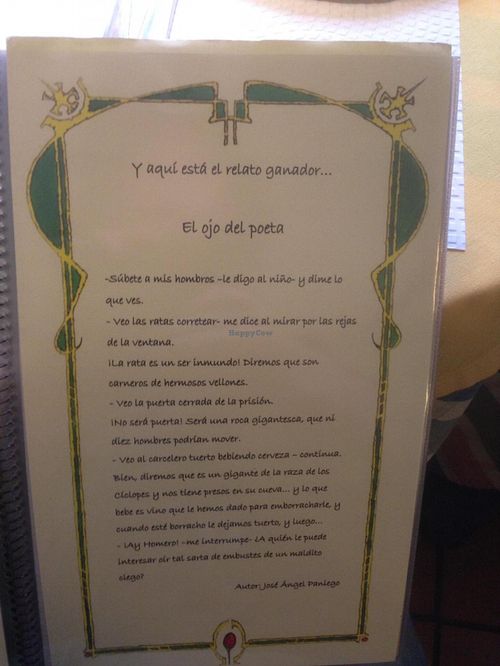 Menu (Spanish) at Galgala Vegetariano in Vigo
