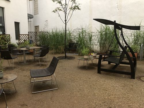 Was rainy but I peeked out   at Almodovar Hotel in Berlin