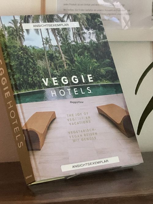 In lobby. I think I’ll sit on one of the cool chairs (next pic) tomorrow and plan my next zillion years of veggie trips! at Almodovar Hotel in Berlin