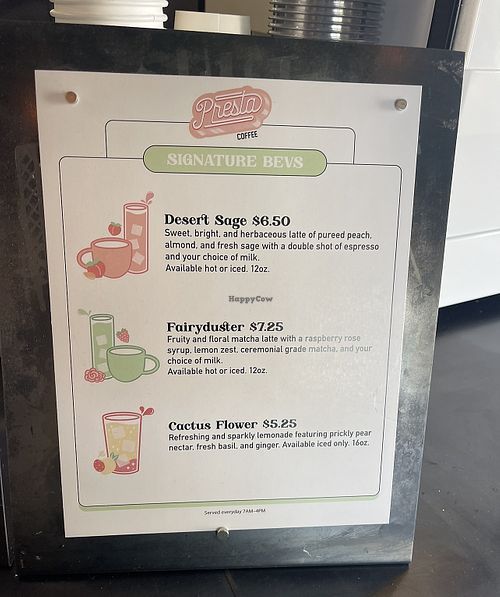 Spring drinks  at Presta Coffee Roasters in Tucson