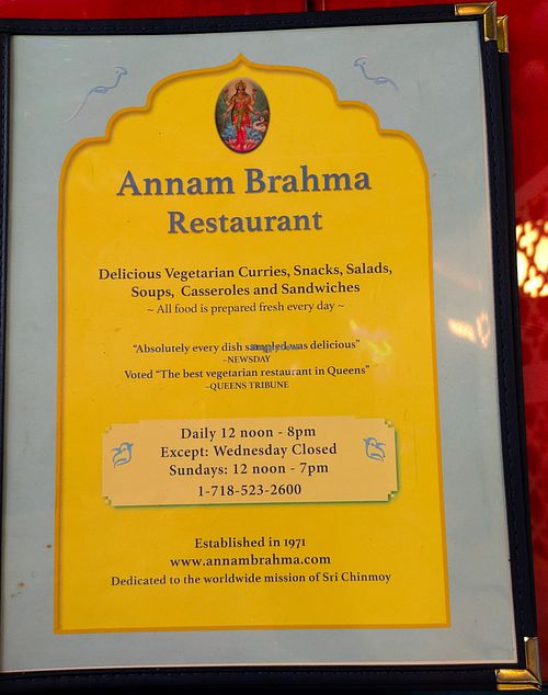 Menu page at Annam Brahma at Annam Brahma in Jamaica