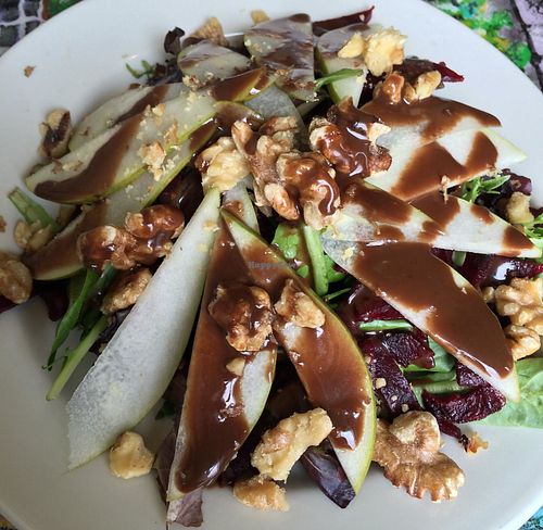 My vegan pasta dish with the smokey flavor and salad. Beautiful and delish! at Kaleidoscope Cafe in Pittsburgh
