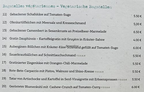 Summer Menu 2023 Page 2 at Bagatelle Bistro im Palmengarten in Cologne