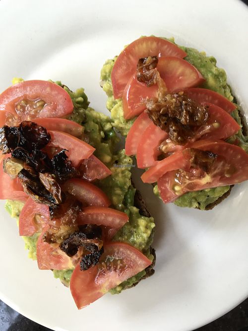 Vegan smashed avocado toast with pesto and sundried tomatoes  at Bohemiaz Resort & Spa in Kampot
