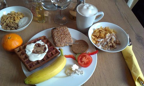 A variety of the breakfast buffet. 
 at Vollwert-S in Giessen