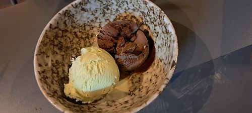 Chocolate and pistachio ice cream at Nonna Said in Glasgow