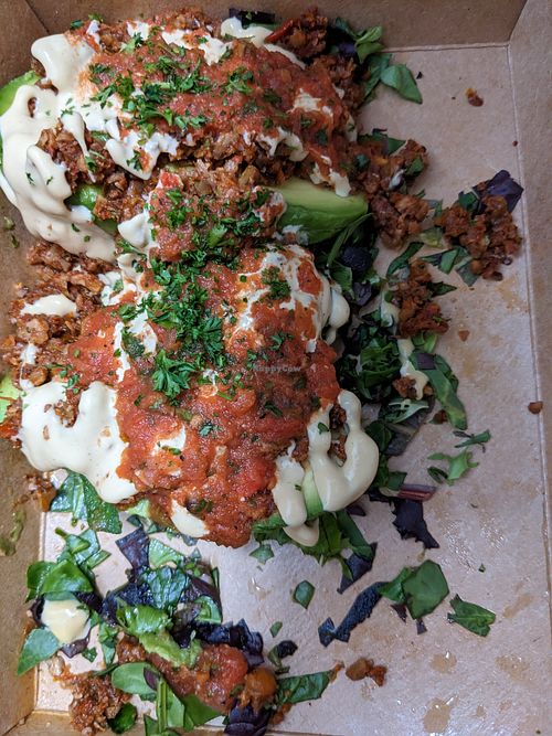 Stuffed avocado at Vegan Vibrationz in Plano