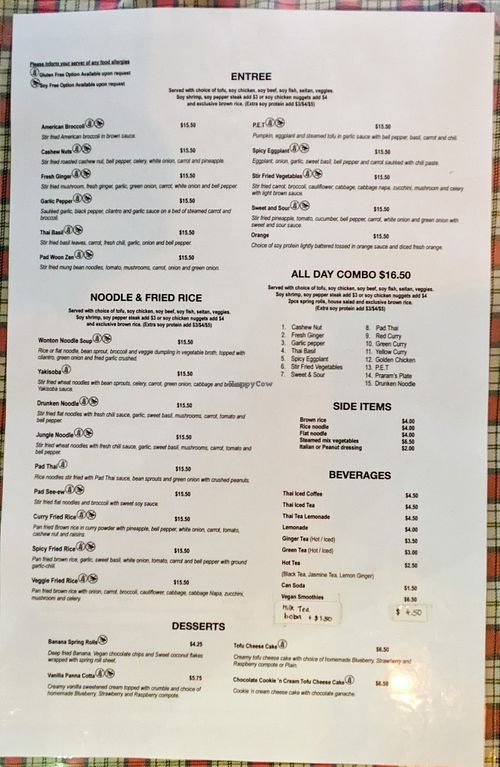 Menu page at Vegan Plate at Vegan Plate in Chicago