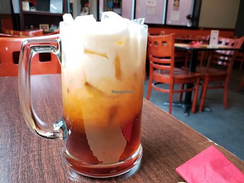 Thai iced tea at Vegan Plate in Chicago
