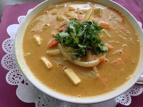 yellow curry with tofu at Vegan Plate in Chicago