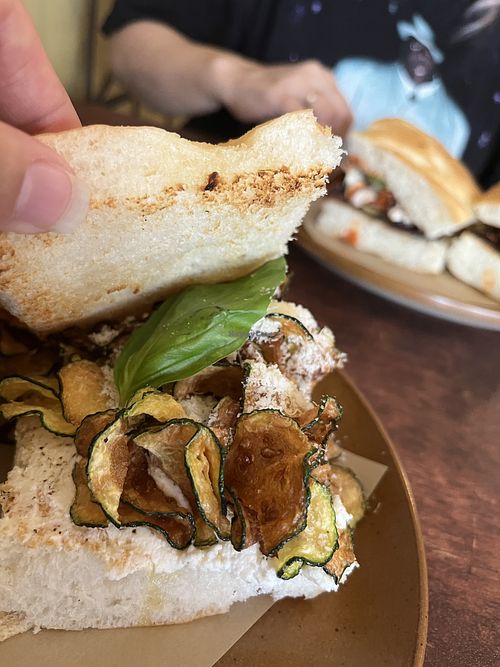 Focaccia with zuchinni and ricotta   at don Fred in Newtown