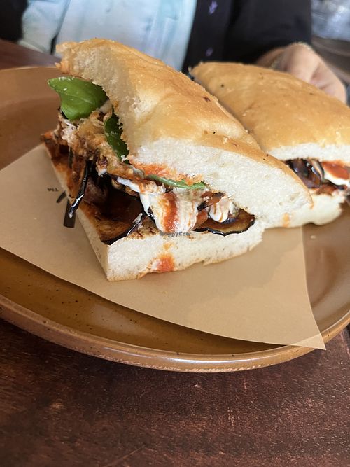 Eggplant focaccia  at don Fred in Newtown