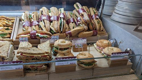 Selection of sandwiches at Costa Coffee in Warsaw