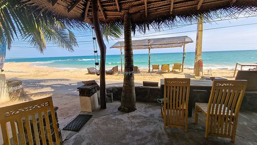 Outdoor seats at Sunchaser Beach Hotel & Restaurant in Tangalle