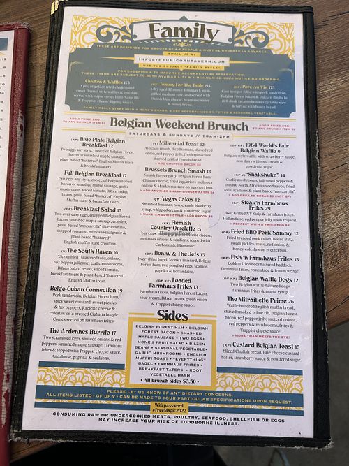 Menu  at The Unicorn Tavern in Grand Haven