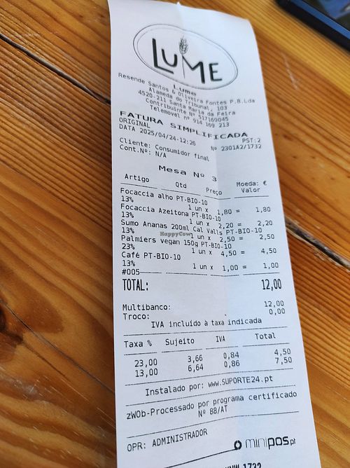 Price at Lume Agricultura e Padaria Bio in Santa Maria Da Feira