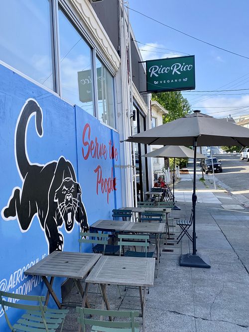 Outdoor dining option (no seating indoors)  at Rico Rico Vegano in Oakland