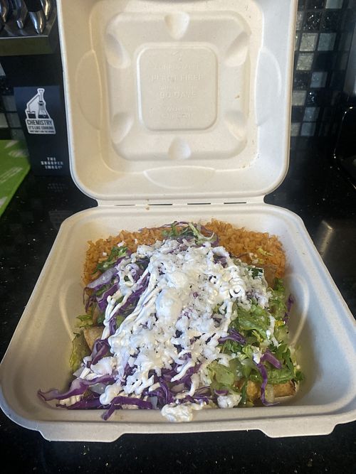 Third Party Delivery of Flautas de papa - loved all the greens! 🌱 Mexican  at Rico Rico Vegano in Oakland