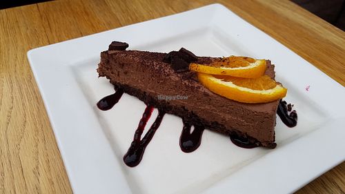 Vegan chocolate cheesecake at Piccadilly Wine and Chocolate in Parnu