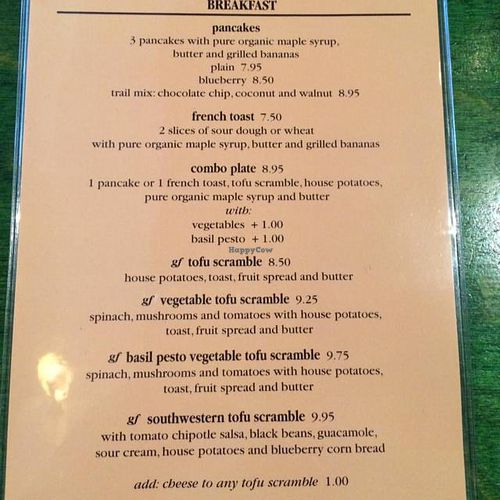 brunch menu at Herbivore - Divisadero in San Francisco