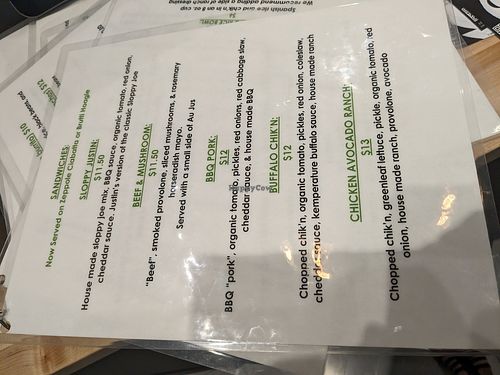 Menu at Frondescence in Boise