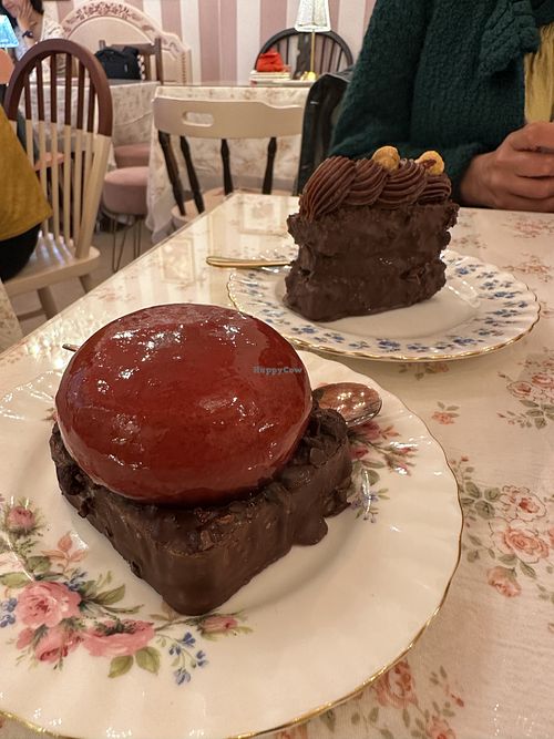 Top cherry mousse was good, bottom dry, super hard and super sweett  at Cream Dream in London